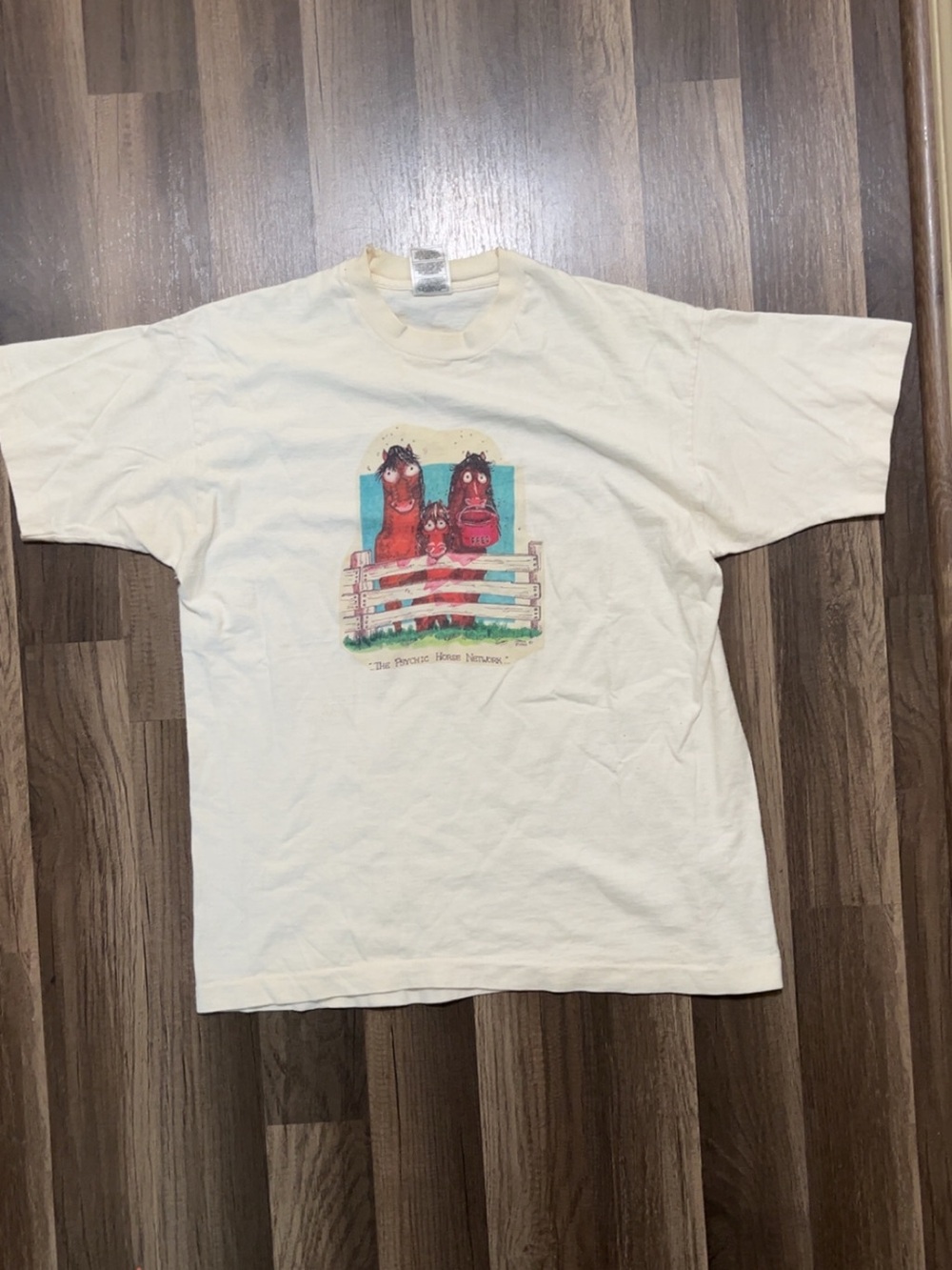 Vintage Single Stitch Cartoon “The Psychic Horse Network” Mens L Cotton Shirt